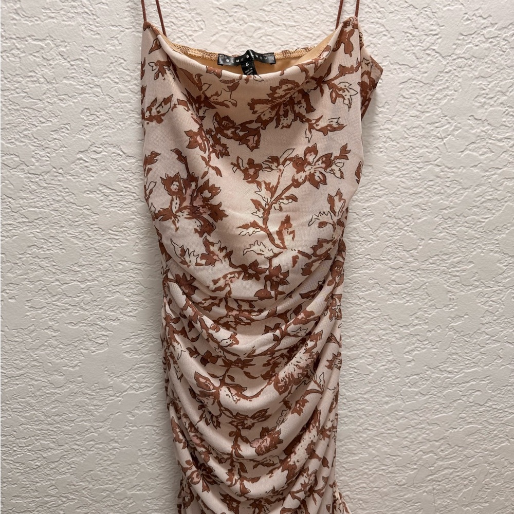 Chic Floral Cowl Neck Mini Dress